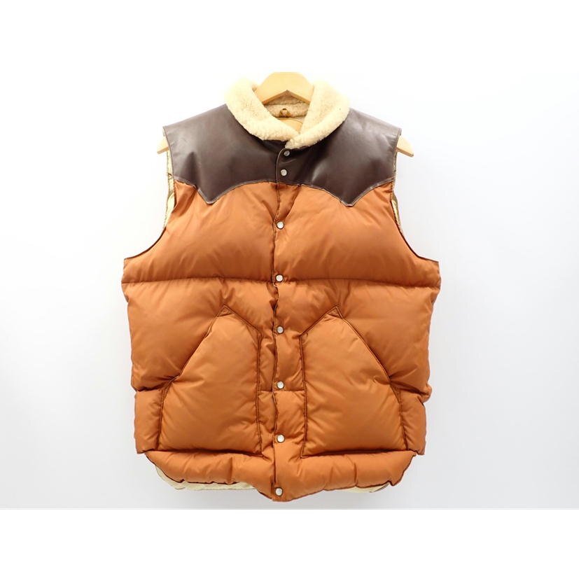 1円【ジャンク】Rocky Mountain クリスティーレザー切り替えダウンベスト サイズ42/200-172-02/62
