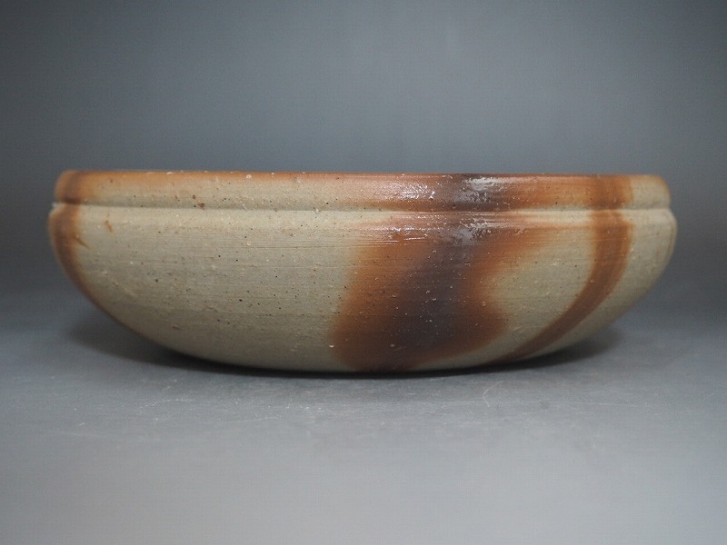 B1678 備前焼 木村陶峰 作 灰器 化粧箱付 ☆ 茶道具 茶器 水屋道具 灰道具 灰焙烙 灰入 焙烙 風(fēng)爐用 陶器 作家物 在銘 陶印 美品 良品 無(wú)傷