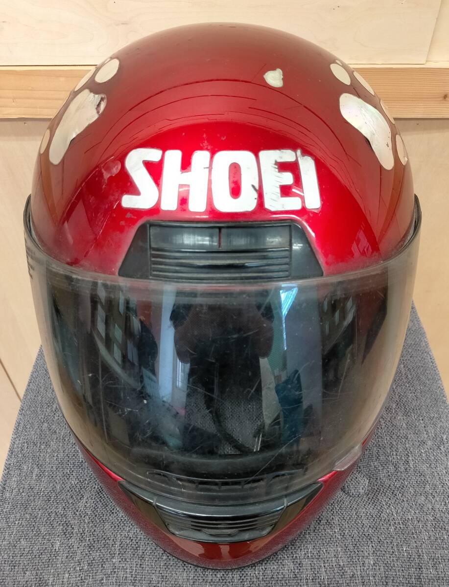 【佐川発送】SHOEI ショウエイ　フルフェイスヘルメット［ジャンク品］　レッド　XXLサイズ相當(dāng)　男女兼用　01