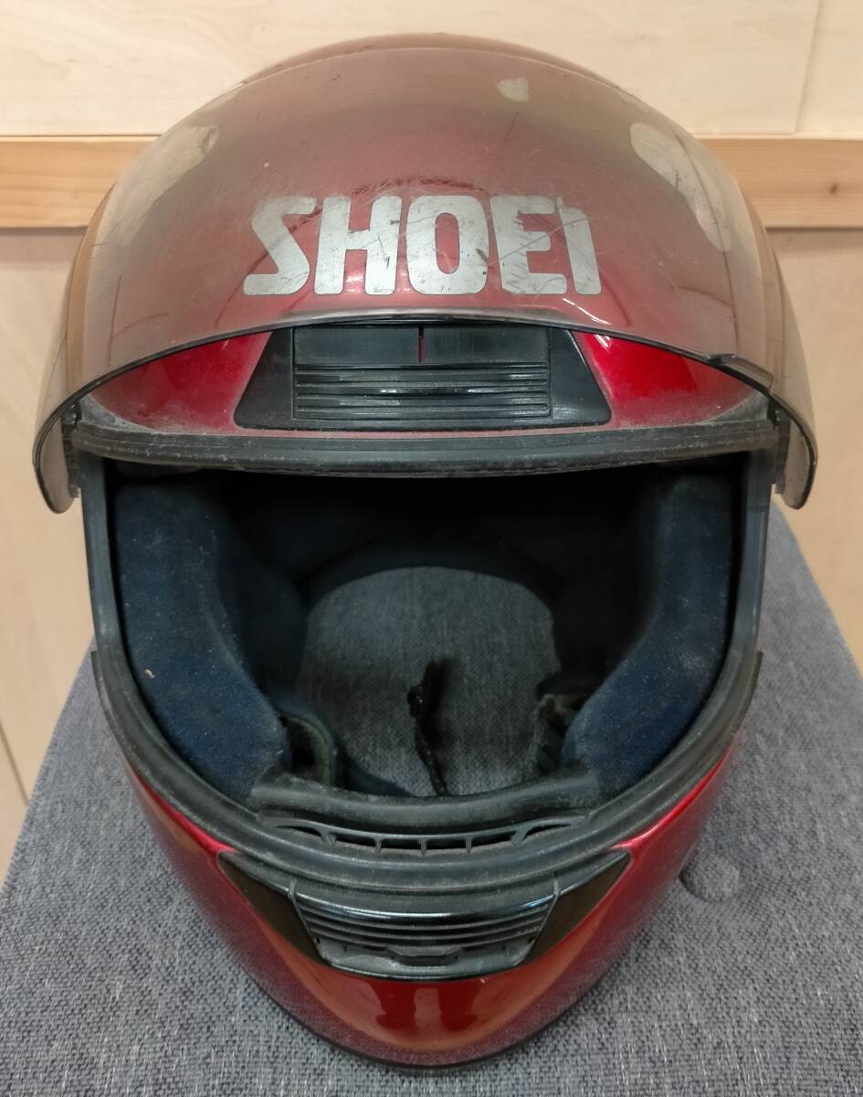 【佐川発送】SHOEI ショウエイ　フルフェイスヘルメット［ジャンク品］　レッド　XXLサイズ相當(dāng)　男女兼用　01