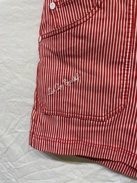 le coq sportif golf collection ルコック ゴルフ ストライプ ヒッコリー ストレッチ ショート パンツ レッド 11號(hào) ゴルフウェア