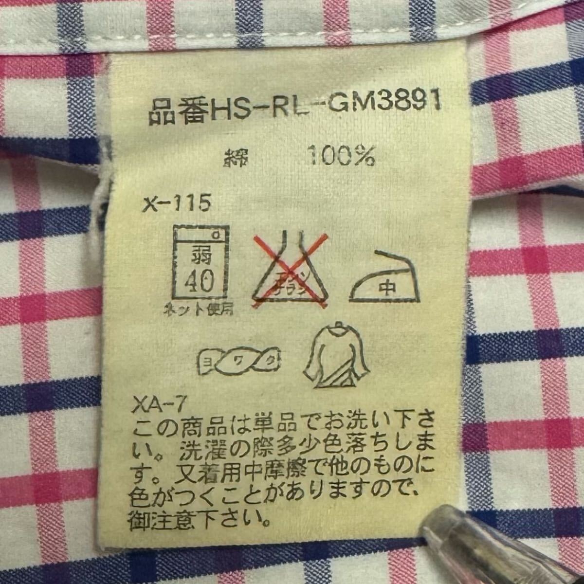 Ralph Lauren ラルフローレン 半袖ボタンダウンシャツ 刺繍 チェック LL