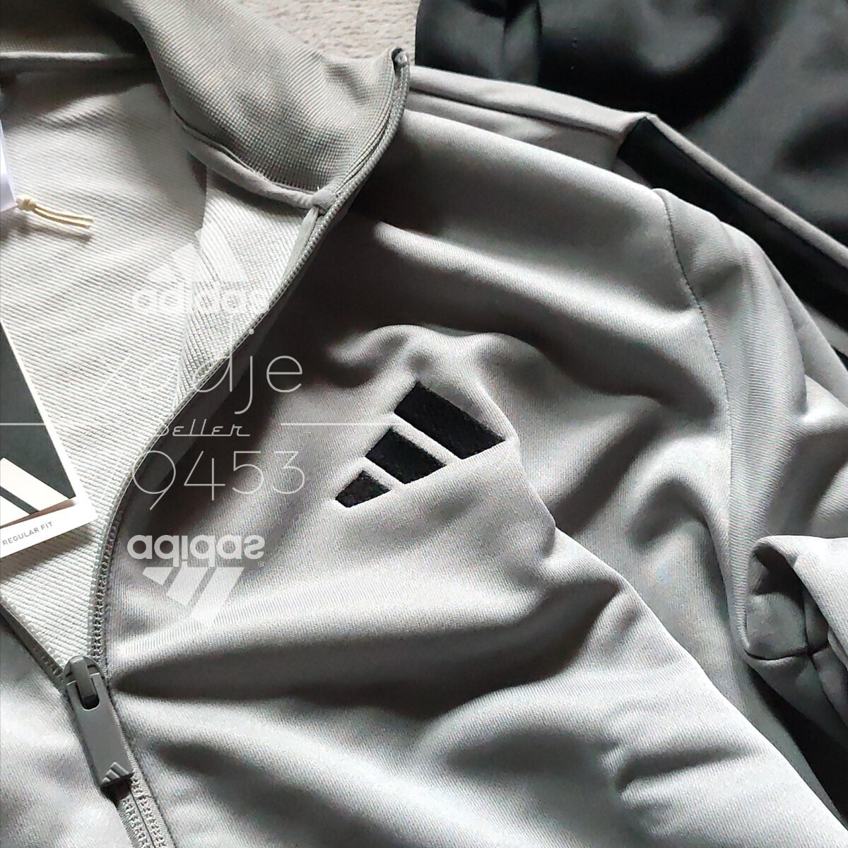 新品 正規(guī)品 adidas アディダス 上下セット セットアップ ジャージ 黒 ブラック 灰 グレー 三本ライン入り ロゴ刺繍 定価10450円 XL