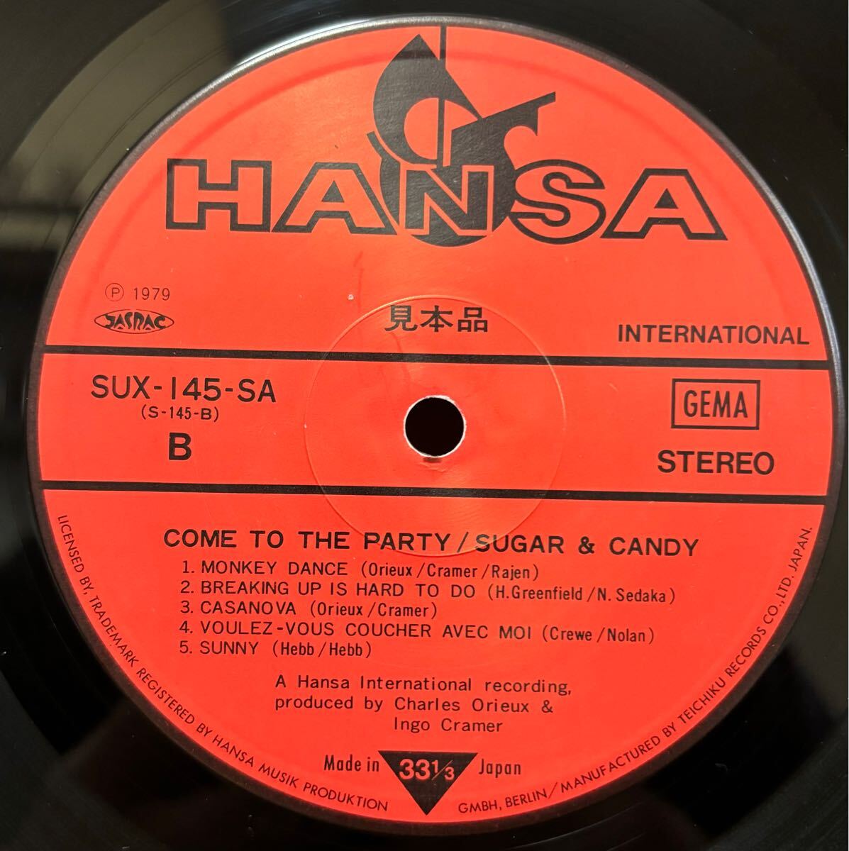 Sugar & Candy JAPAN PROMO ONLY LP Come To The Party SUX-145-SA _画像4