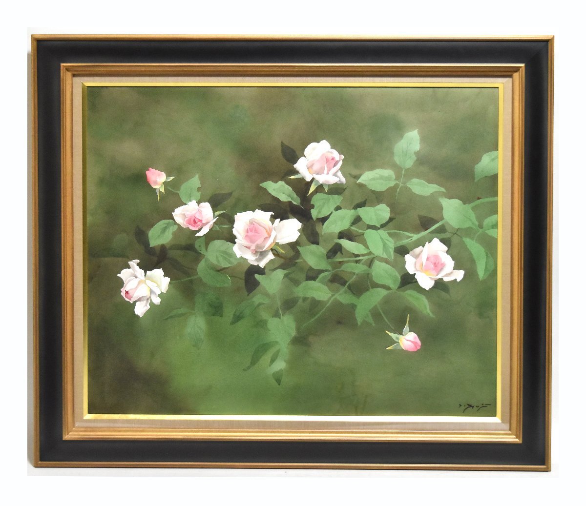祥【真作】藤井勉「薔薇(仮題)」水彩20号 サイン有 ホキ美術館