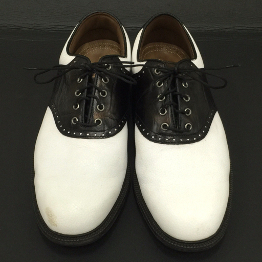 フットジョイ 57011 サイズ 8 1/2 W レザー ゴルフシューズ メンズ ブラウン×ホワイト系 保存箱付き 靴 FootJoy