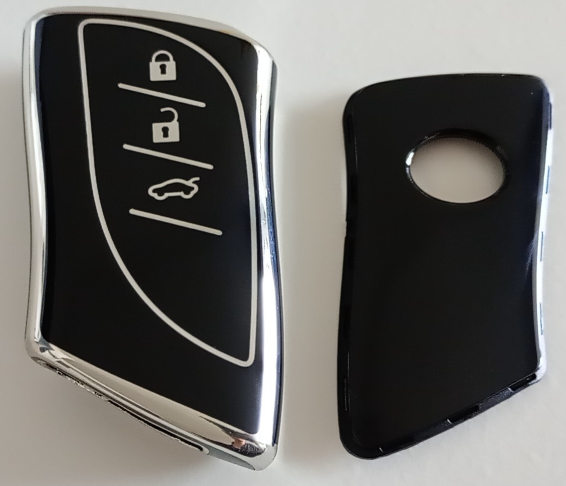 レクサス LEXUS スマートキーケース TPU キーカバー 新型NX/LC/ LS/UX/ES ブラック×シルバー