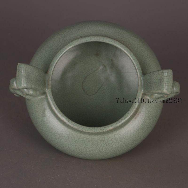 宋汝窯 青釉双耳竜頭三足香炉 景徳鎮 陶磁器 装飾品 現代工芸品 美術品 置物 宋汝窯 青釉双耳竜頭三足香炉 景徳鎮 陶磁器 装飾品 現代工芸品
