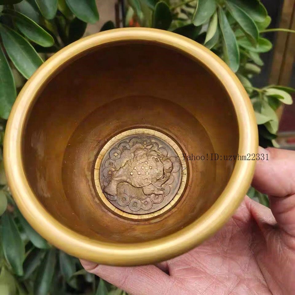 純銅双竜鉢灰皿  工芸品  美術品 置物 純銅双竜鉢灰皿 工芸品 美術品 置物