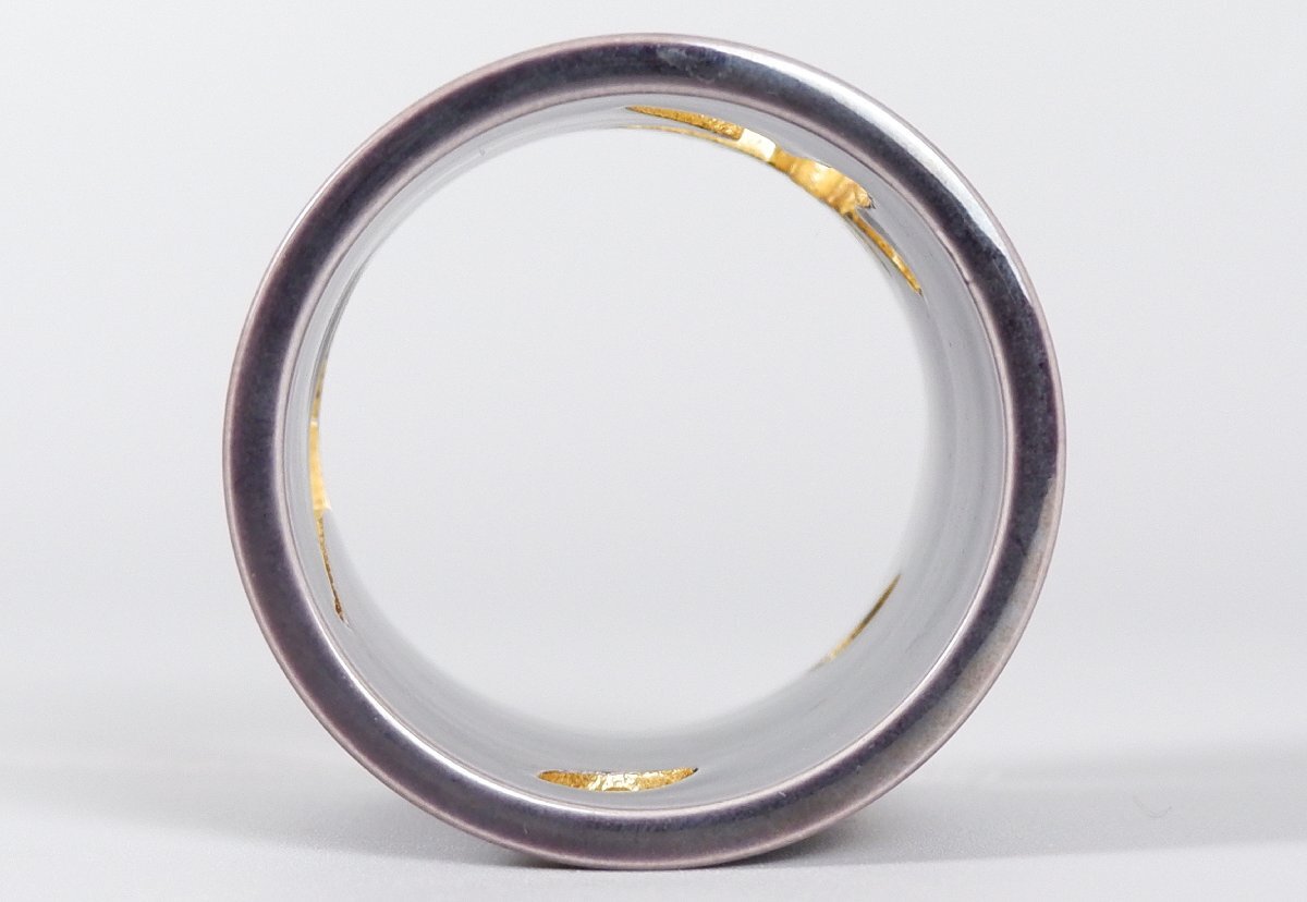 【MKA】中村翠嵐　紫交趾吹寄蓋置　共箱　京都　茶道具　真作保証