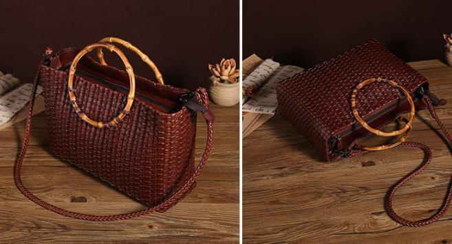 極美品 ★かごバック バスケット 籠バッグ 網(wǎng)代バッグ 天然素材 本革 牛革 トートバッグ 籠 バッグ ハンドメイド バンブーハンドル