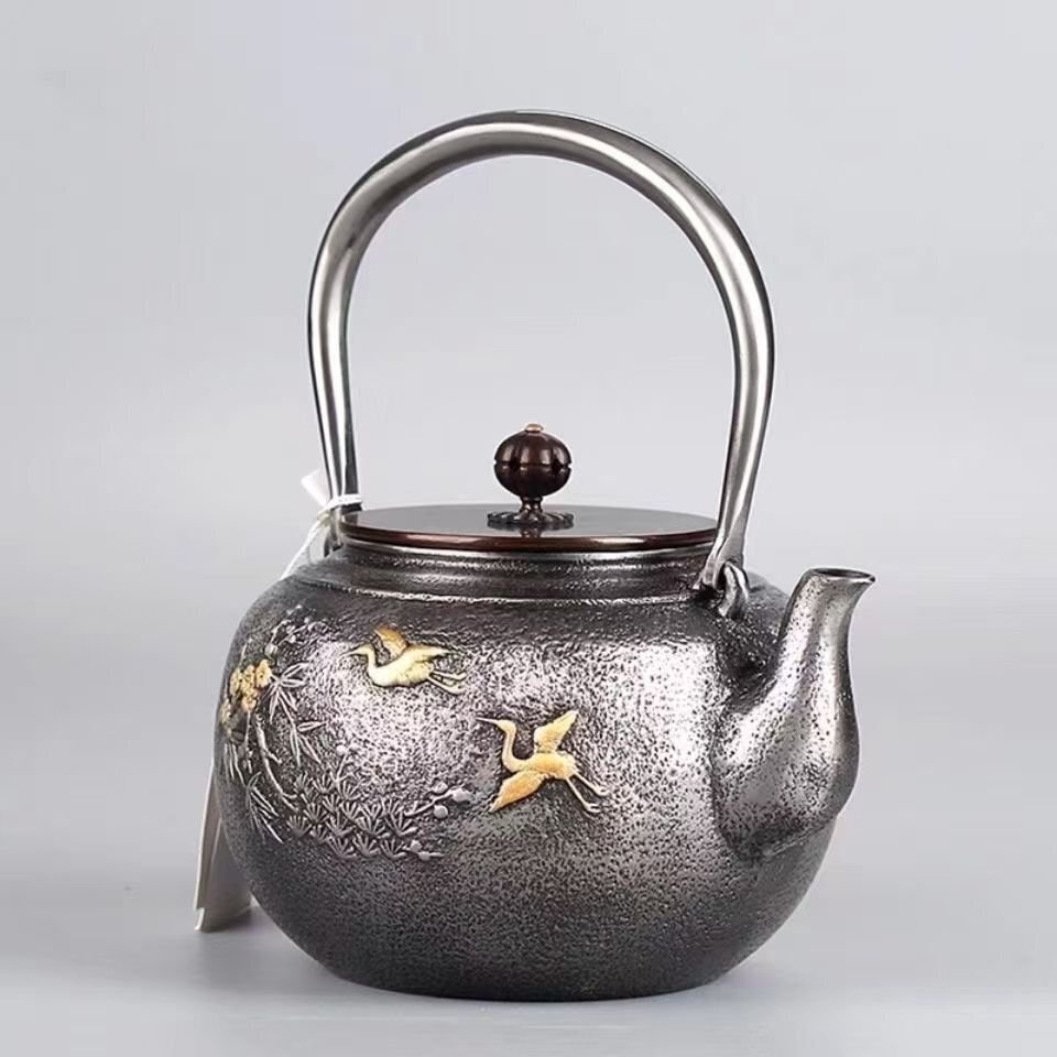 高品質☆南部鉄器 大容量 鉄瓶 コーティングなし 手作り純鉄