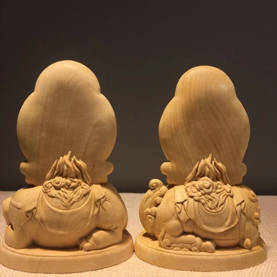 楽天市場】木彫り 仏像 文殊菩薩 普賢菩薩 坐像 高さ26cm 柘植製