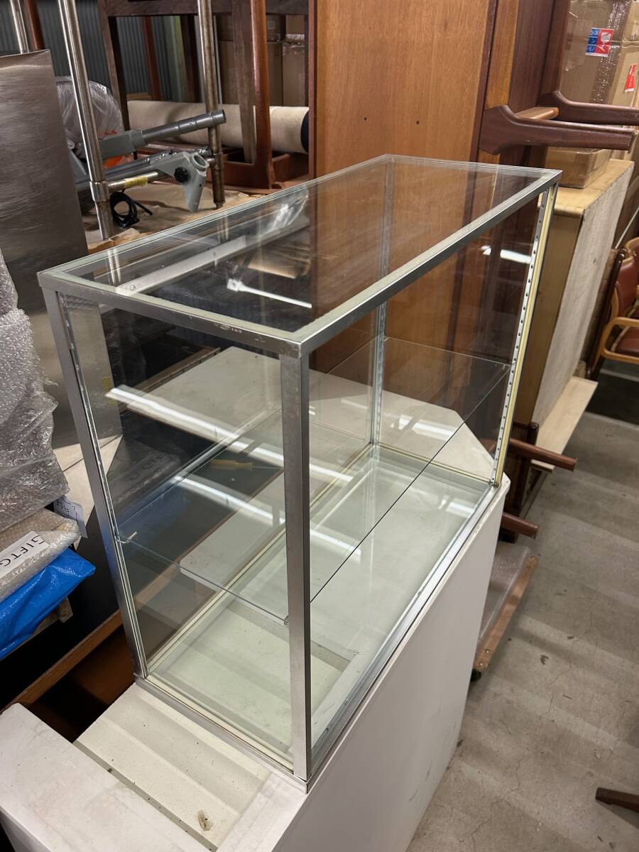 中古 卓上ガラスショーケース アルミ ディスプレイ コレクション 店舗什器 