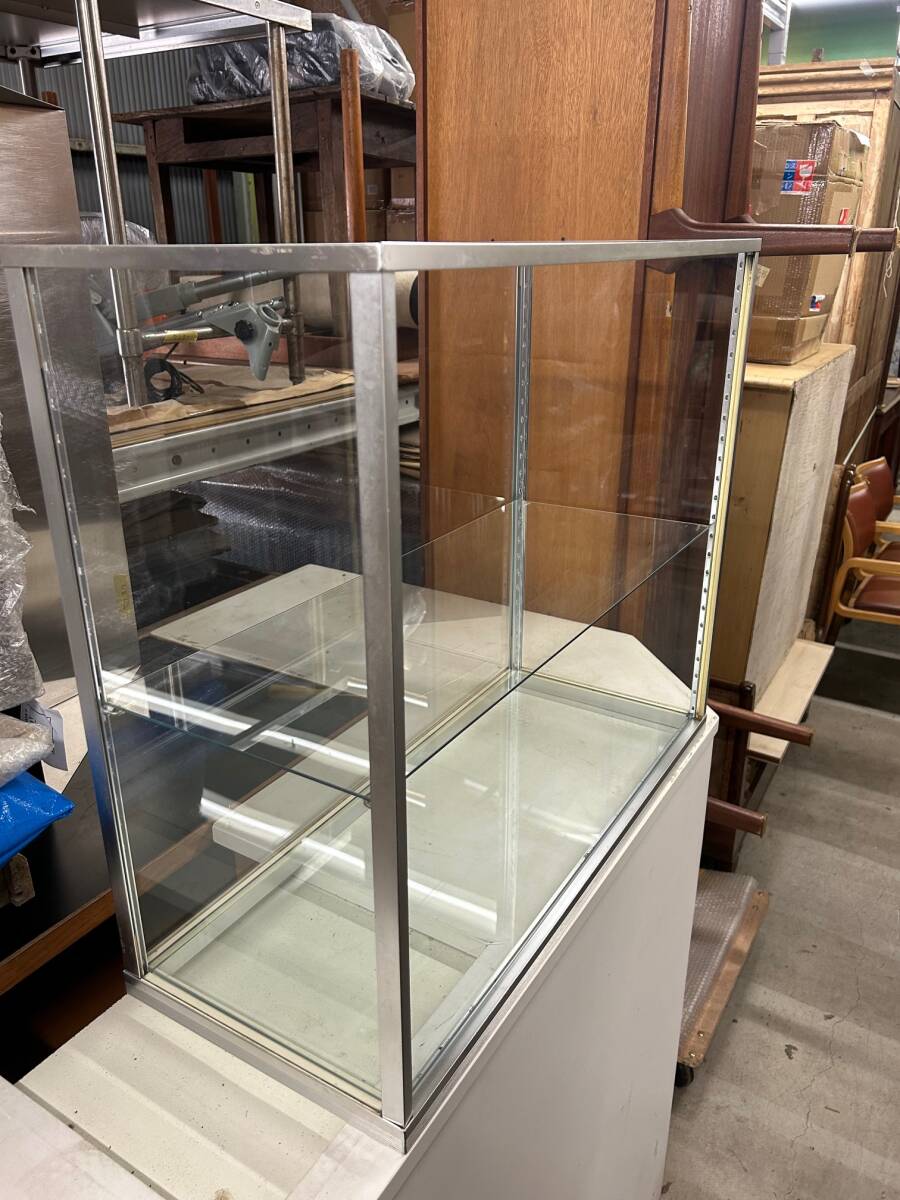 中古 卓上ガラスショーケース アルミ ディスプレイ コレクション 店舗什器 