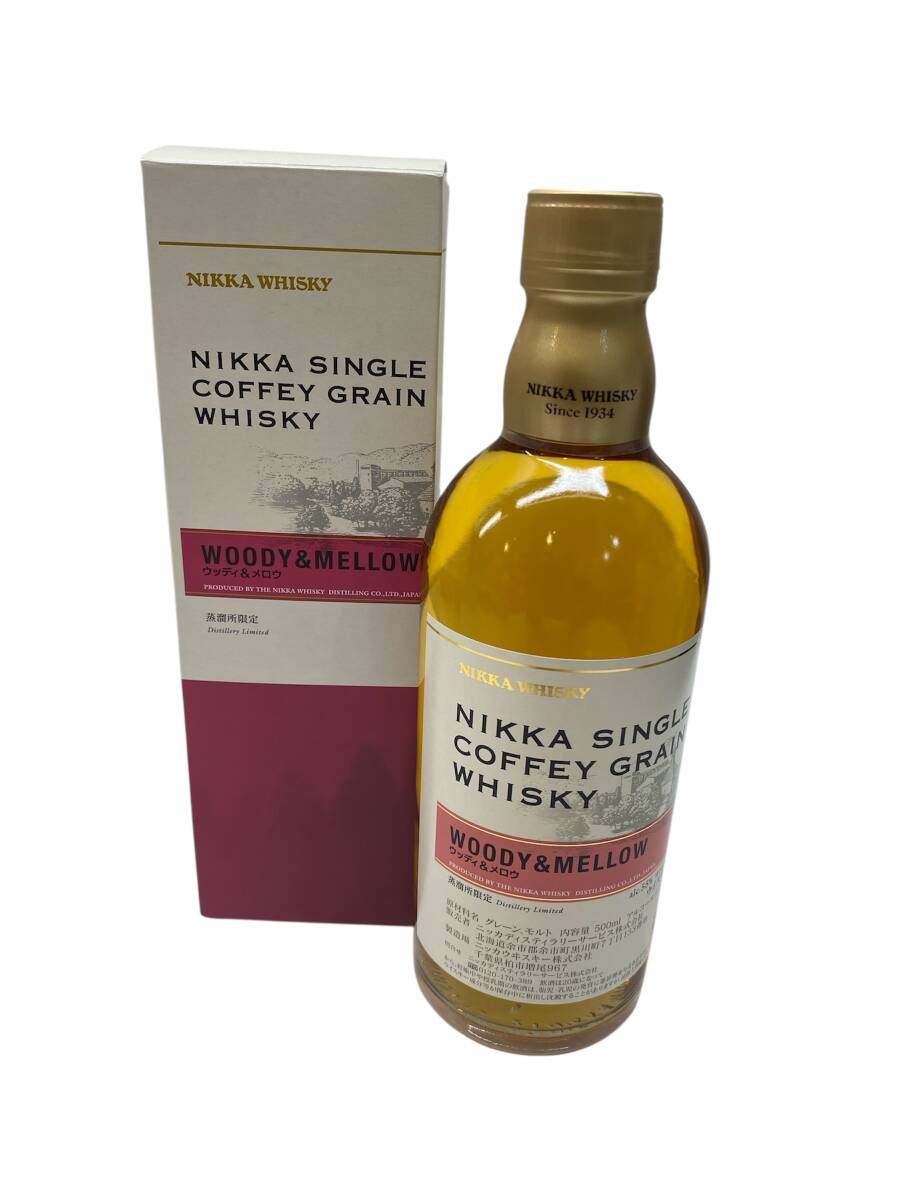 【管理番号-SK80】NIKKA WHISKY ニッカ 蒸溜所限定 シングルカフェグレーン WOODY&MELLOW ウッディ&メロウ 500ml 55% 未開栓 古酒 同梱不可
