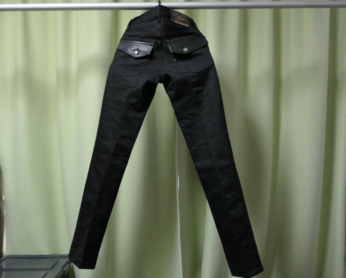 極美品　ルードギャラリー　レザー　ブラックデニム　ジーンズ　サイズ2
