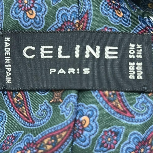 セリーヌ CELINE - ダークグリーン×ネイビー×マルチ メンズ ペイズリー柄 ネクタイ