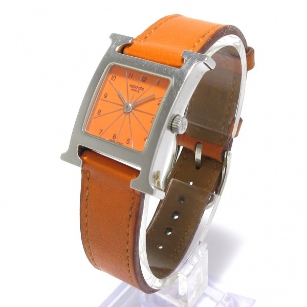 HERMES(エルメス) 腕時(shí)計(jì) Hウォッチ HH1.210 レディース 革ベルト/□A オレンジ
