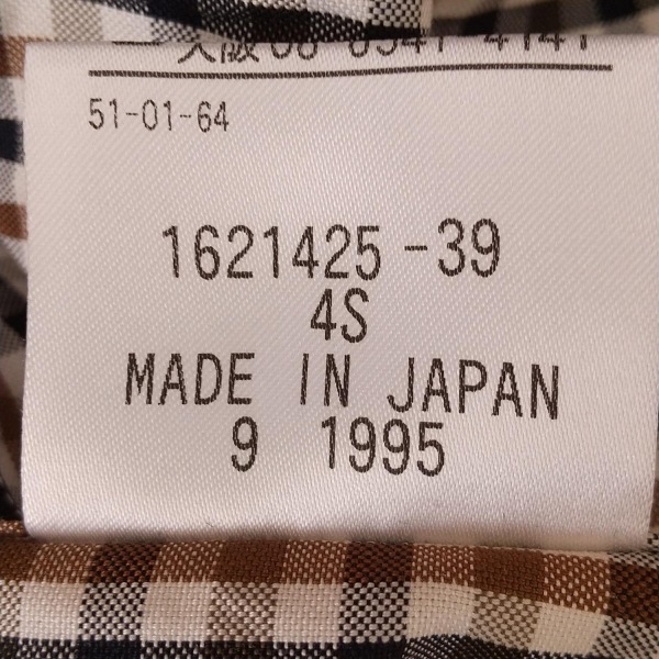 アクアスキュータム Aquascutum 半袖シャツブラウス サイズ9 M - 白×ブラウン×マルチ レディース チェック柄 トップス