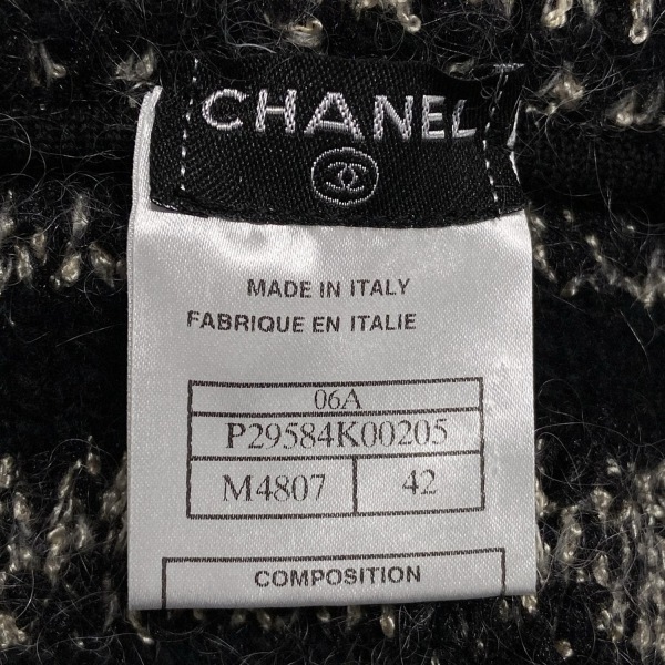 シャネル CHANEL サイズ42 L P29584 - 黒×アイボリー レディース 長袖/カシミヤ/シルク/ラインストーン/秋 06A 美品 コート
