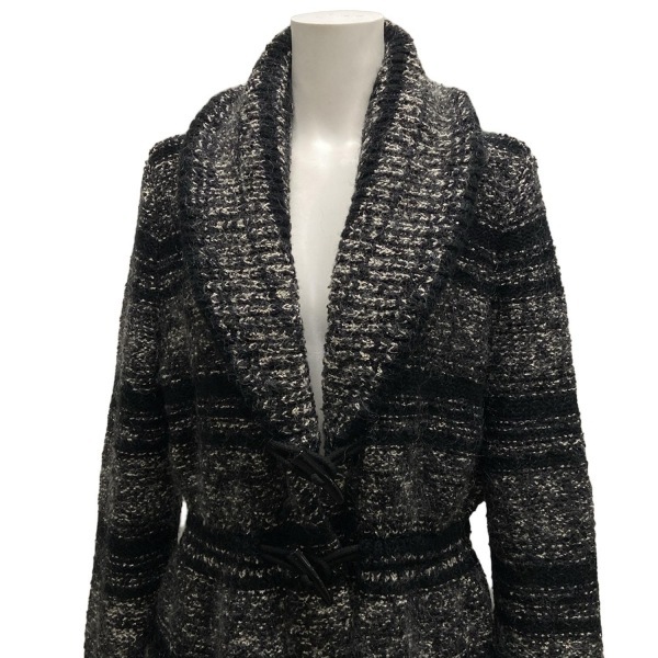 シャネル CHANEL サイズ42 L P29584 - 黒×アイボリー レディース 長袖/カシミヤ/シルク/ラインストーン/秋 06A 美品 コート