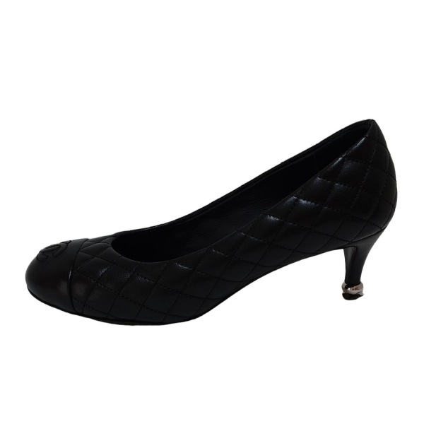 シャネル CHANEL パンプス 36 1/2C G30354 - ラムスキン 黒 レディース マトラッセ 靴