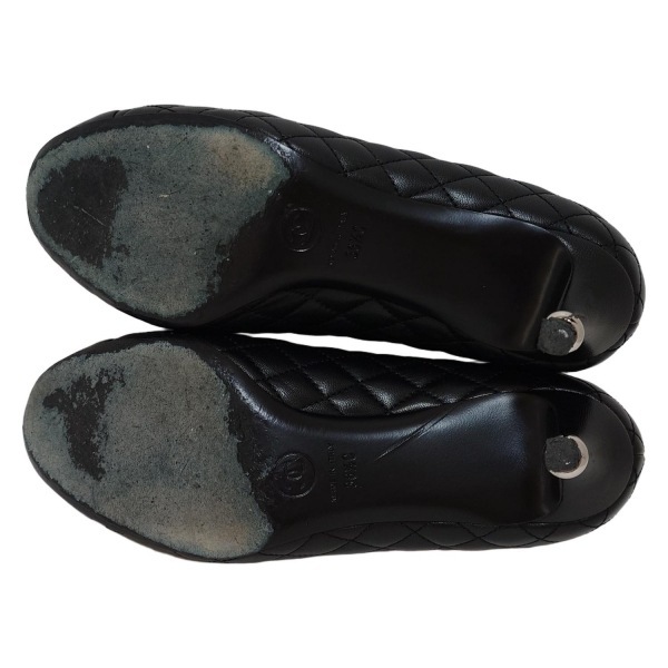 シャネル CHANEL パンプス 36 1/2C G30354 - ラムスキン 黒 レディース マトラッセ 靴