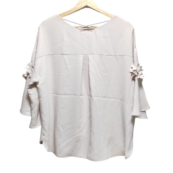 ローズティアラ Rose Tiara 七分袖カットソー サイズ46 XL - ピンクベージュ レディース クルーネック/フラワー(花) 美品 トップス