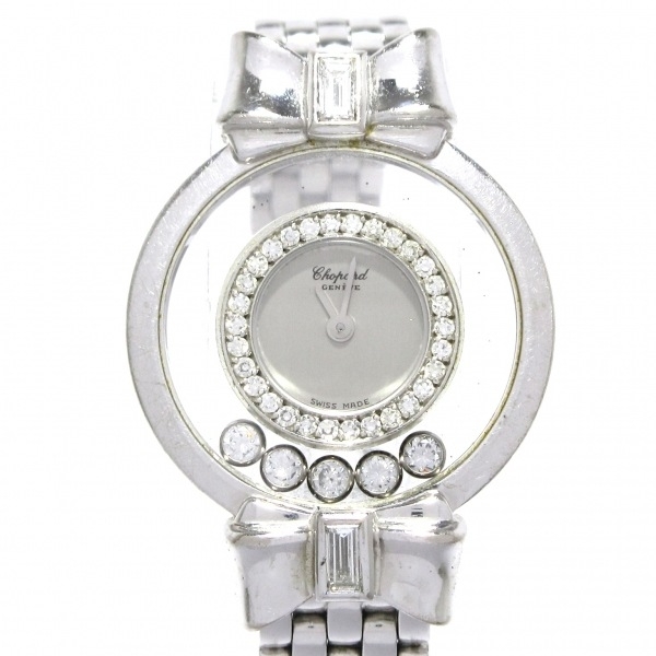 ショパール 腕時計 ハッピーダイヤモンド 20/5512 レディース K18WG/金無垢/5Pムービングダイヤ/ダイヤベゼル/リボン2Pバケットダイヤ