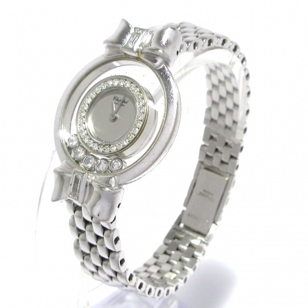 ショパール 腕時計 ハッピーダイヤモンド 20/5512 レディース K18WG/金無垢/5Pムービングダイヤ/ダイヤベゼル/リボン2Pバケットダイヤ