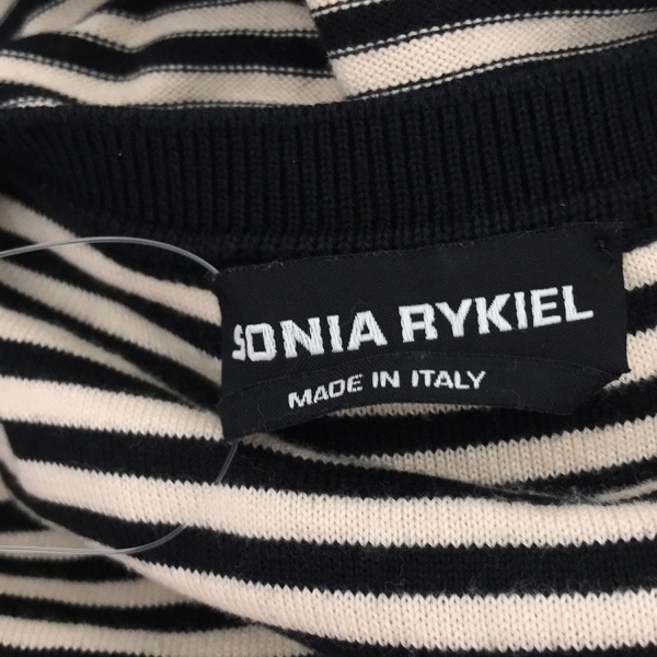 ソニアリキエル SONIARYKIEL ノースリーブカットソー サイズ42 L - ベージュ×黒 レディース Vネック/ボーダー トップス