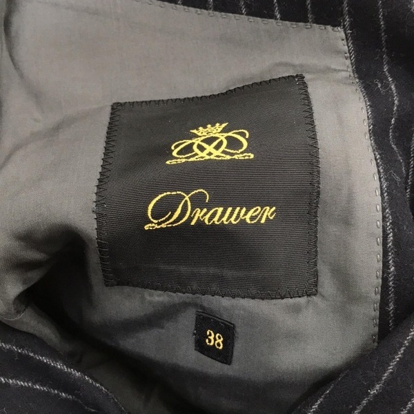 ドゥロワー Drawer サイズ38 M - 黒×グレー レディース 長(zhǎng)袖/ストライプ/肩パッド/秋/冬 ジャケット