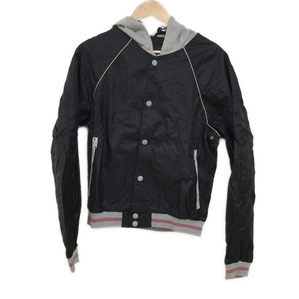 アルマーニジーンズ ARMANIJEANS ブルゾン サイズ48 M - 黒×グレー メンズ 長袖/ジップアップ/春/秋 ジャケット