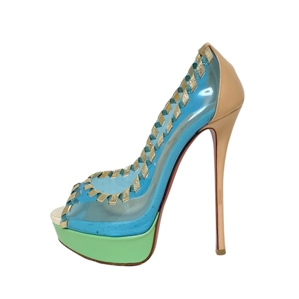  Christian Louboutin CHRISTIAN LOUBOUTIN туфли-лодочки 36 1/2 кожа голубой × бежевый × мульти- женский открытый tu обувь 