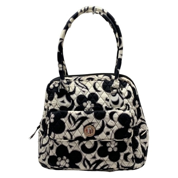 ベラブラッドリー Vera Bradley ハンドバッグ - コットン 白×黒×グレー キルティング/花柄 バッグ