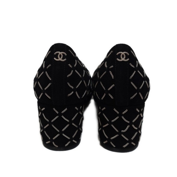 シャネル CHANEL パンプス 36 1/2 G31002 - 黒×シルバー レディース チェーン/ココマーク/シルバー金具 靴
