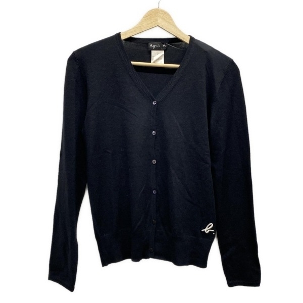 アニエスベー agnes b カーディガン サイズ2 M 黒 レディース 美品 トップス