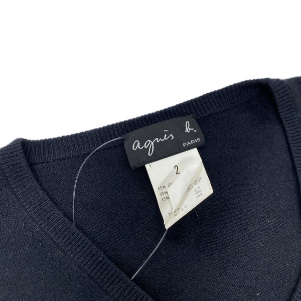 アニエスベー agnes b カーディガン サイズ2 M 黒 レディース 美品 トップス