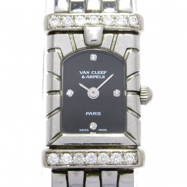 VanCleef & Arpels(VCA/ヴァンクリ) 腕時計 ファサード 531963T5 レディース SS/4Pダイヤインデックス/14Pダイヤベゼル 黒