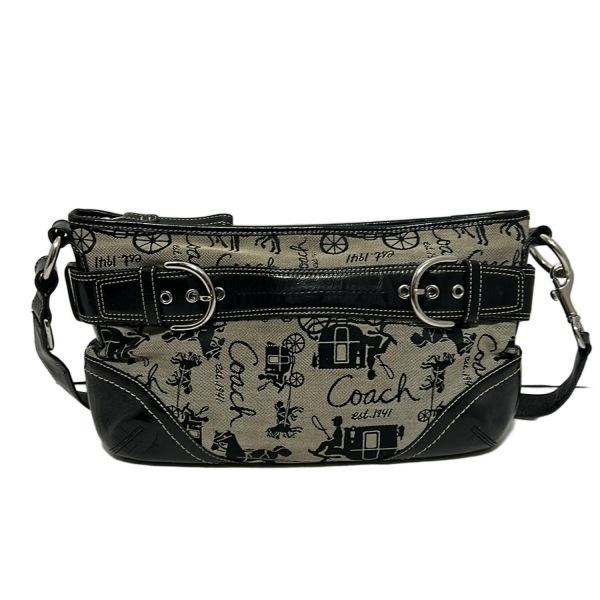 コーチ COACH ショルダーバッグ F14442 チェルシーホースアンドキャリッジ レザー 黒×アイボリー 美品 バッグ