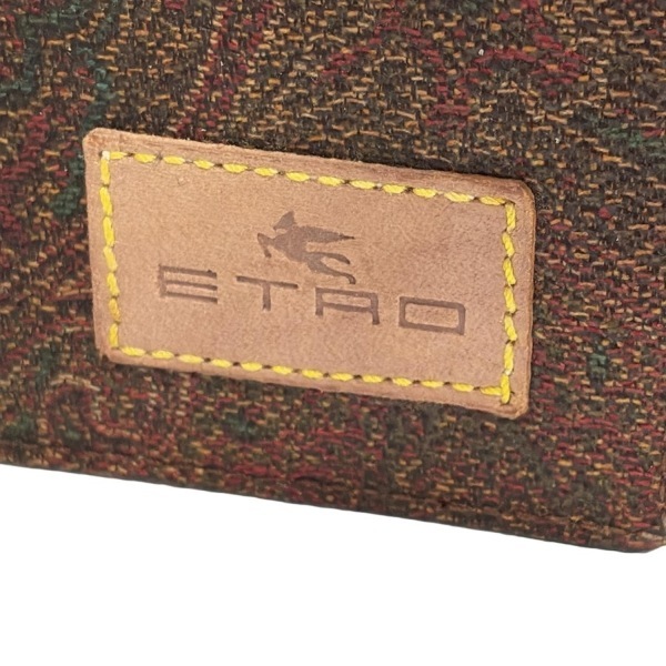 エトロ ETRO 手帳 - レザー ボルドー×ライトブラウン×マルチ ペイズリー柄 財布