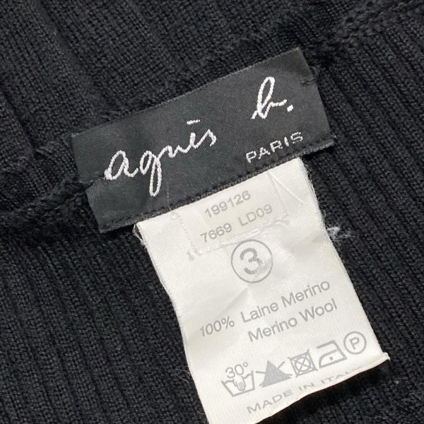 アニエスベー agnes b チュニック サイズ3 L 黒 レディース ニット ワンピース
