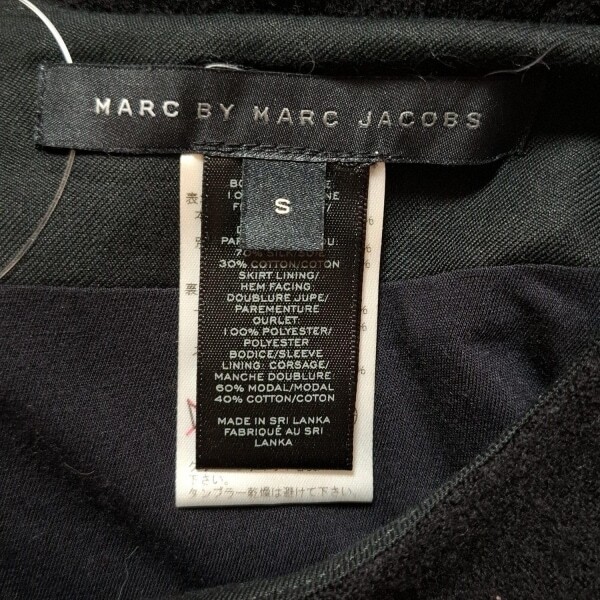 マークバイマークジェイコブス MARC BY MARC JACOBS サイズS - 黒 レディース クルーネック/長袖/ひざ丈 ワンピース