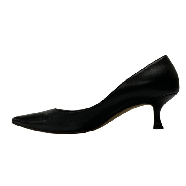 マノロブラニク MANOLO BLAHNIK パンプス 37 1/2 - レザー 黒 レディース アウトソール張?zhí)鏈g 靴