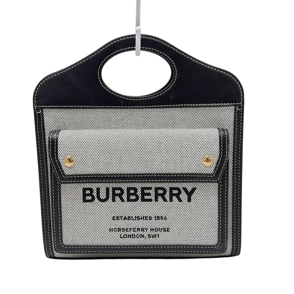バーバリー BURBERRY/Burberry ハンドバッグ 8032437 ミニポケットバッグ レザー 白×黒×ダークブラウン 美品 バッグ