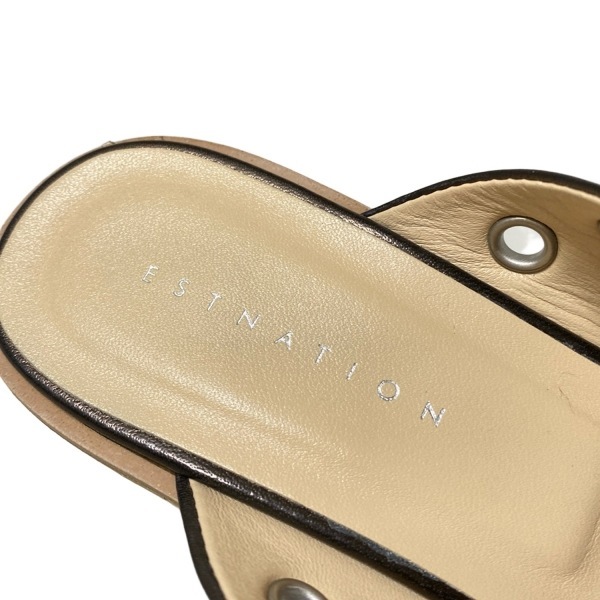 エストネーション ESTNATION ミュール 36 - レザー 黒×シルバー レディース ウェッジソール 靴