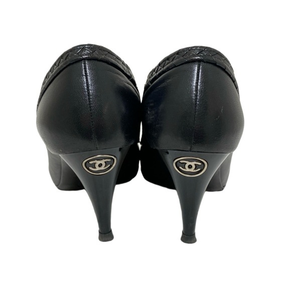 シャネル CHANEL パンプス 36 1/2C - レザー 黒 レディース 型押し加工/アウトソール張?zhí)鏈g 靴