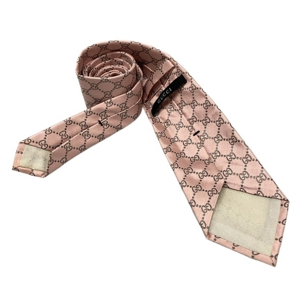 グッチ GUCCI GG柄 ピンク×シルバー メンズ 総柄 ネクタイ