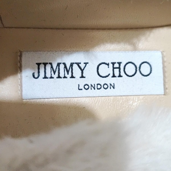 Jimmy Choo JIMMY CHOO плоская обувь 37 - искусственный мех светло-серый × серебряный × прозрачный женский Latte / стразы обувь 